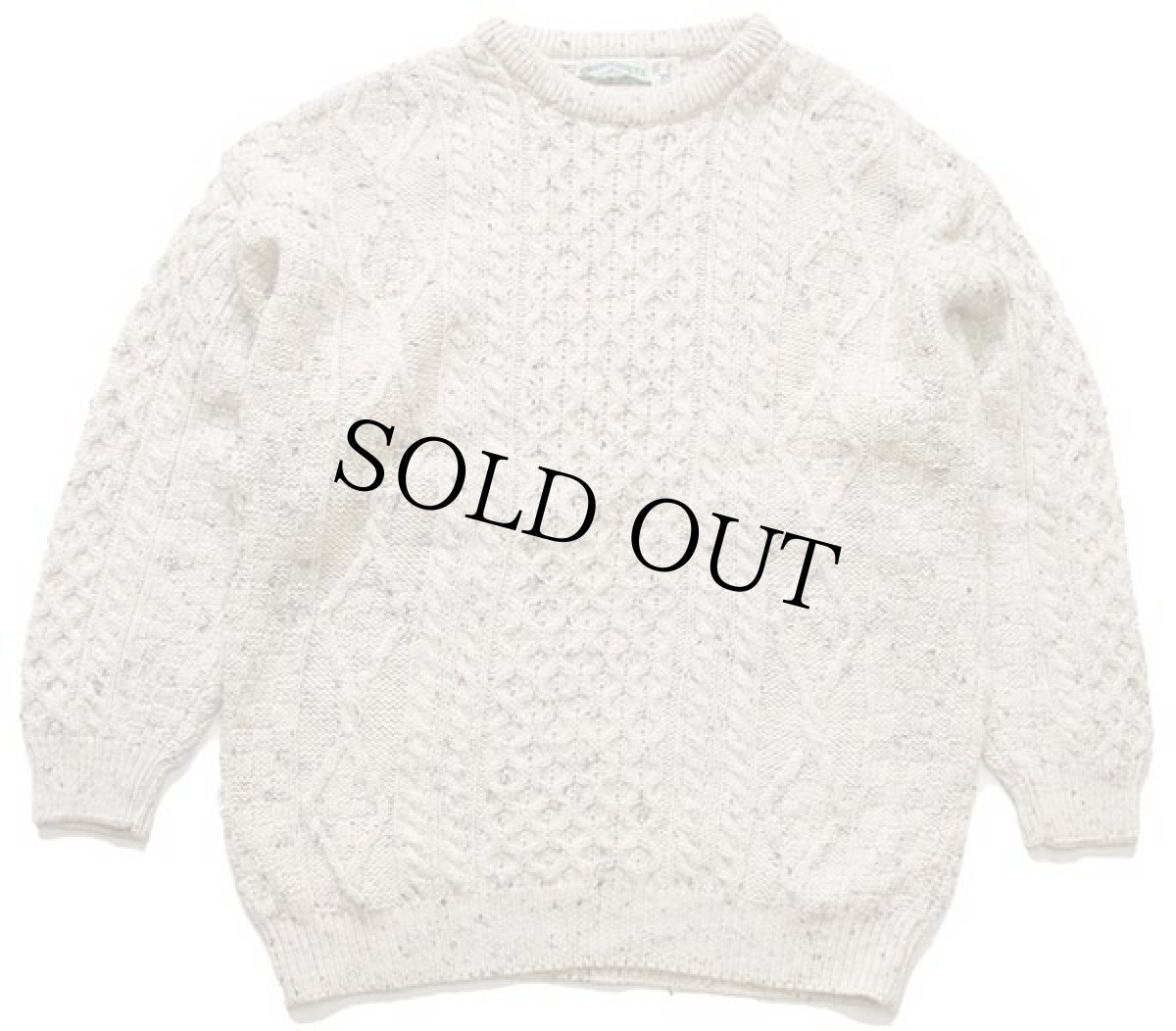 画像1: アイルランド製 aran crafts ケーブル編み ネップ入り ウールニット セーター ナチュラル XXL★フィッシャーマン (1)