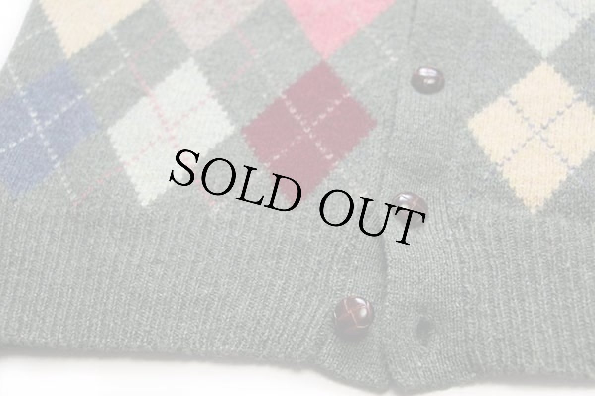 画像5: 90s MARTINI RACING アーガイル柄 シェットランド ウールニット カーディガン グリーン 50 (5)