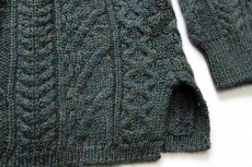 画像5: アイルランド製 Irish Homecraft ロールネック ケーブル編み ウール ハンドニット セーター 緑 ミックス S★フィッシャーマン (5)