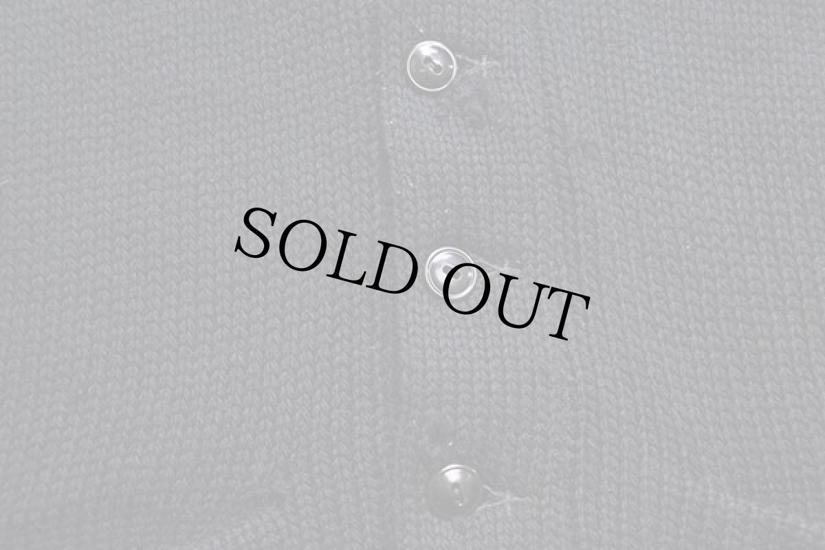 画像5: 50s Packard ローゲージ ウールニット レタードカーディガン ボロ 黒 (5)