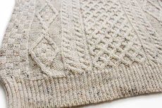画像5: アイルランド製 aran crafts ケーブル編み ネップ入り ウールニット セーター ナチュラル XXL★フィッシャーマン (5)