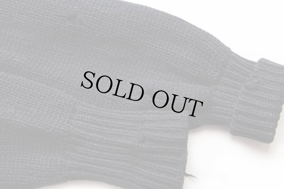 画像7: 50s Packard ローゲージ ウールニット レタードカーディガン ボロ 黒 (7)