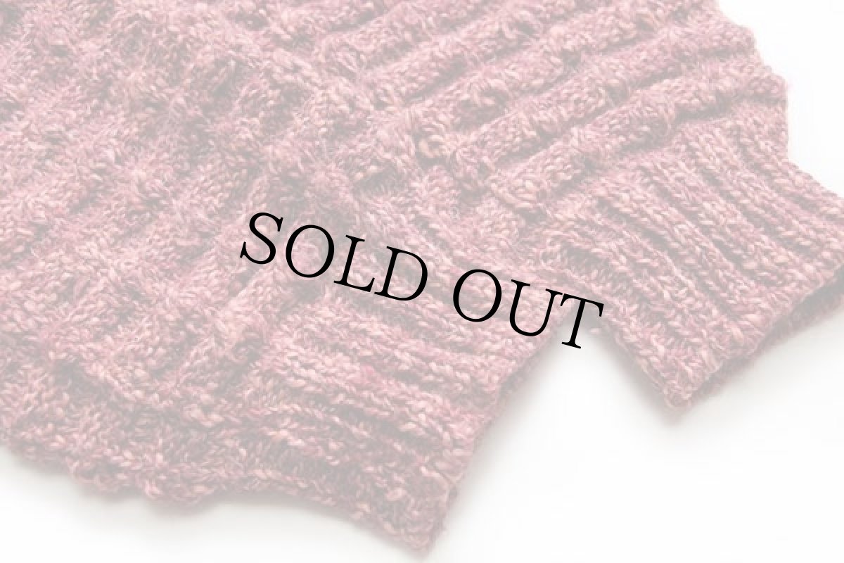 画像6: ビンテージ dritto&rovescio 立体編み ウールニット カーディガン 赤×ピンク (6)