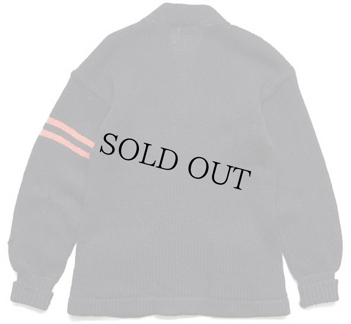 画像2: 50s Packard ローゲージ ウールニット レタードカーディガン ボロ 黒 (2)