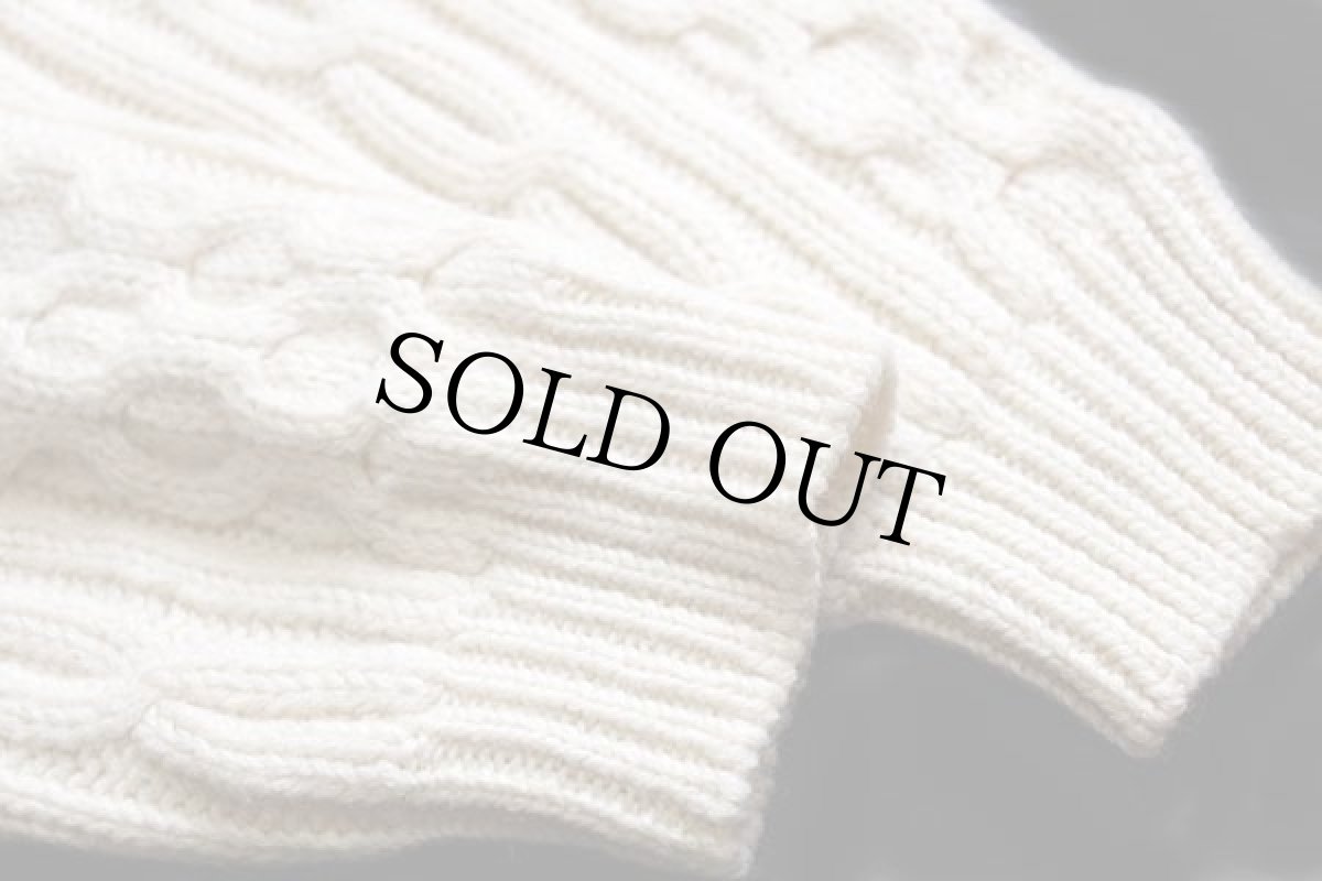 画像6: Indian Scout ケーブル編み ウールニット セーター ナチュラル M★フィッシャーマン (6)