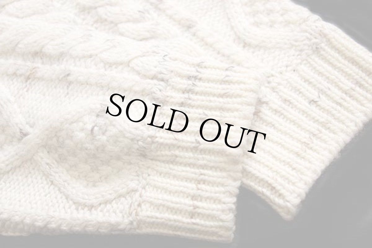 画像6: MOSCHEN Modell ケーブル編み ウールニット カーディガン ナチュラル 50★フィッシャーマン (6)