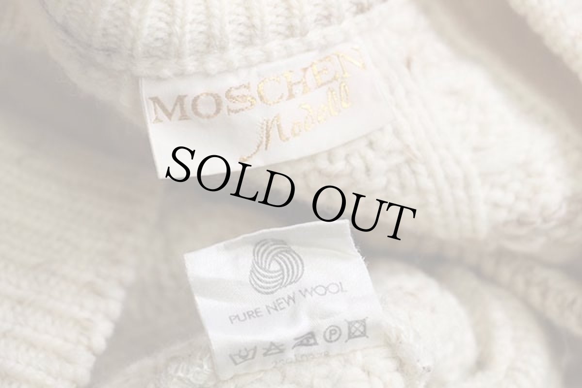 画像4: MOSCHEN Modell ケーブル編み ウールニット カーディガン ナチュラル 50★フィッシャーマン (4)