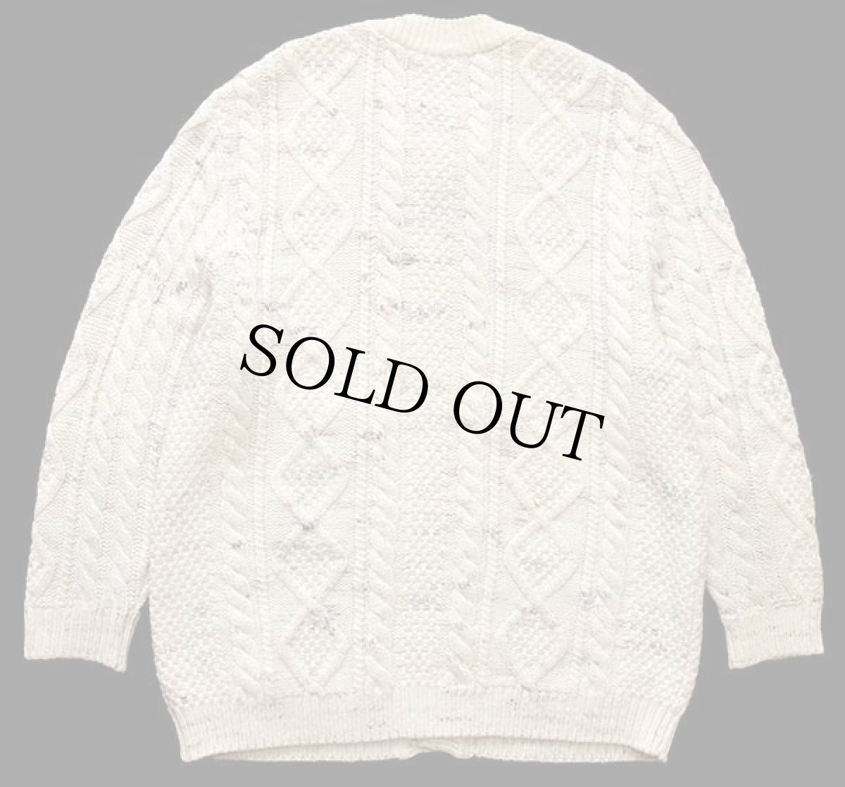 画像2: MOSCHEN Modell ケーブル編み ウールニット カーディガン ナチュラル 50★フィッシャーマン (2)