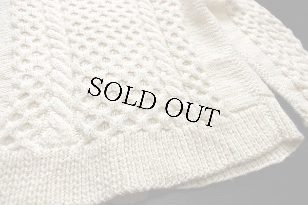 画像5: UNKNOWN ケーブル編み ウール ハンドニット カーディガン ナチュラル★フィッシャーマン (5)