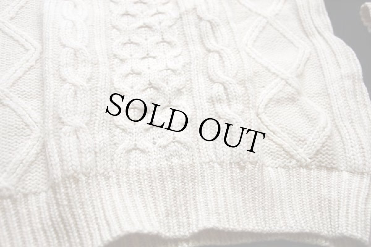 画像5: Indian Scout ケーブル編み ウールニット セーター ナチュラル M★フィッシャーマン (5)