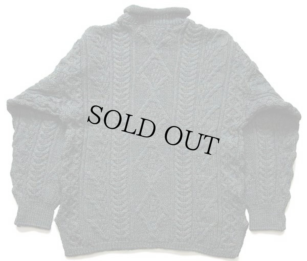 画像2: アイルランド製 Irish Homecraft ロールネック ケーブル編み ウール ハンドニット セーター 緑 ミックス S★フィッシャーマン (2)