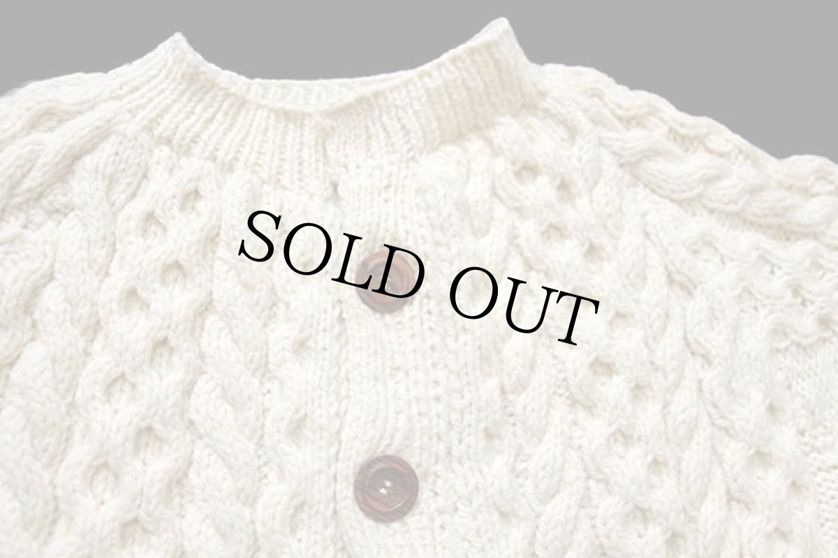 画像3: UNKNOWN ケーブル編み ウール ハンドニット カーディガン ナチュラル★フィッシャーマン (3)