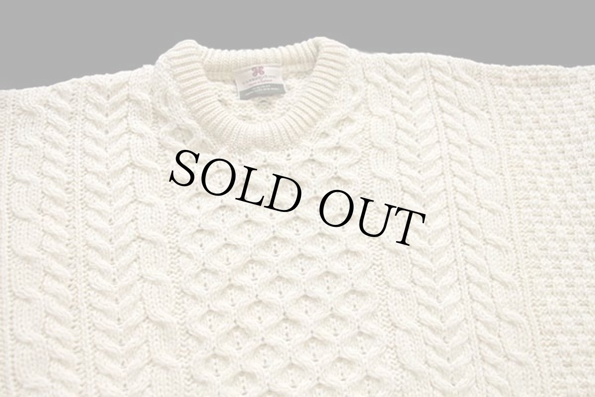 画像3: アイルランド製 CaRRaigdonn ケーブル編み ウールニット セーター ナチュラル XL★フィッシャーマン (3)