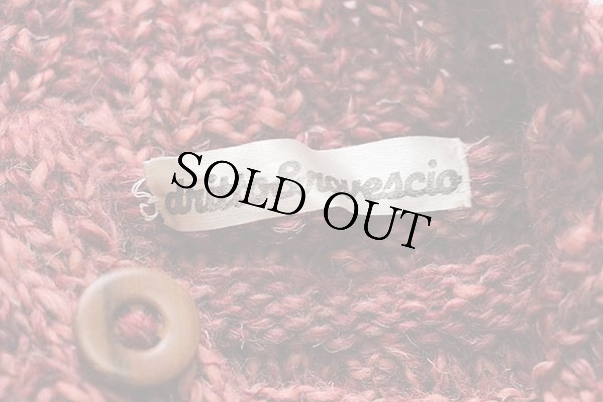 画像4: ビンテージ dritto&rovescio 立体編み ウールニット カーディガン 赤×ピンク (4)