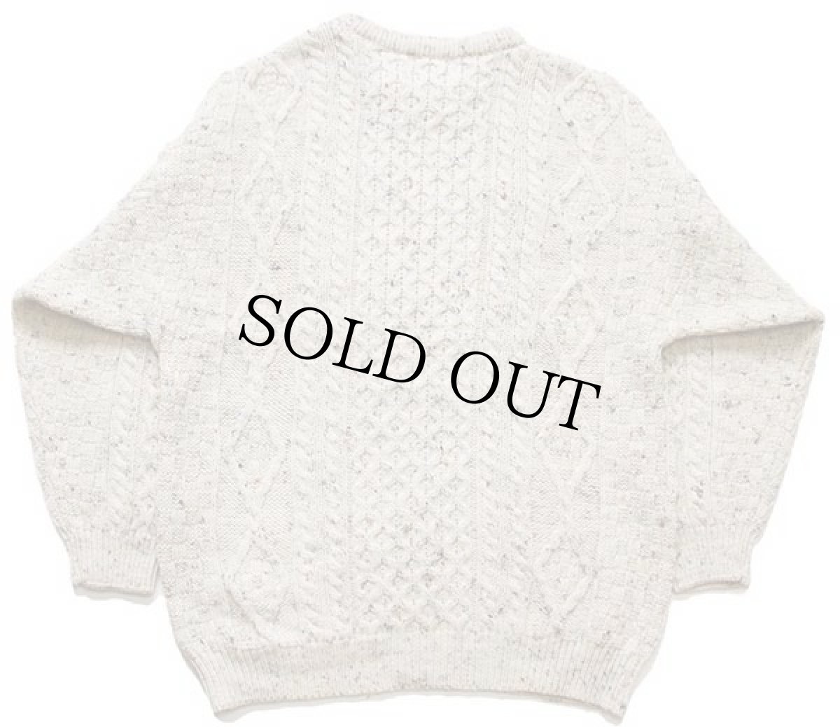 画像2: アイルランド製 aran crafts ケーブル編み ネップ入り ウールニット セーター ナチュラル XXL★フィッシャーマン (2)