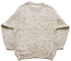 画像2: アイルランド製 aran crafts ケーブル編み ネップ入り ウールニット セーター ナチュラル XXL★フィッシャーマン (2)