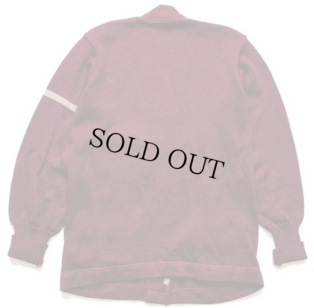 画像2: 50s UNKNOWN パッチ付き ウールニット レタードカーディガン ボロ バーガンディ 42 (2)