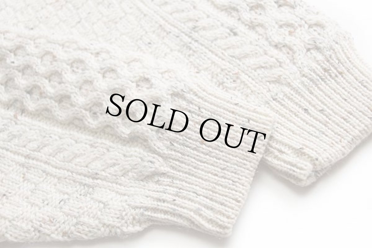画像6: アイルランド製 aran crafts ケーブル編み ネップ入り ウールニット セーター ナチュラル XXL★フィッシャーマン (6)