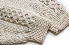 画像6: アイルランド製 aran crafts ケーブル編み ネップ入り ウールニット セーター ナチュラル XXL★フィッシャーマン (6)