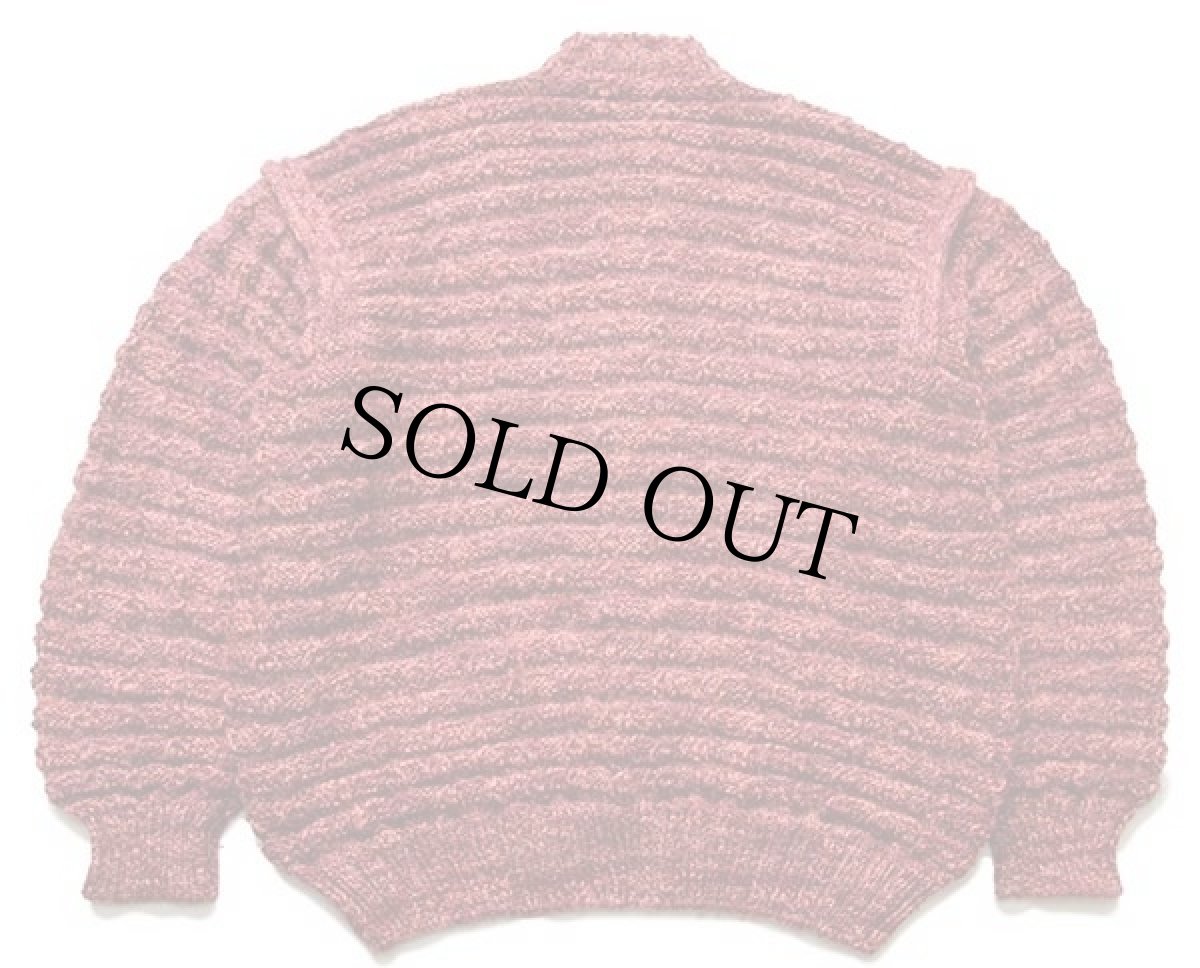 画像2: ビンテージ dritto&rovescio 立体編み ウールニット カーディガン 赤×ピンク (2)