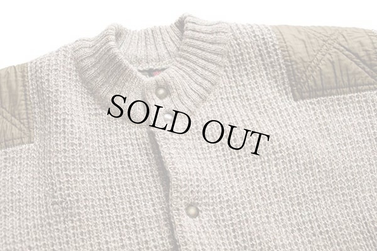 画像3: Pinard バイカラー 切り替え ショルダーパッチ ローゲージ ニット ジャケット (3)