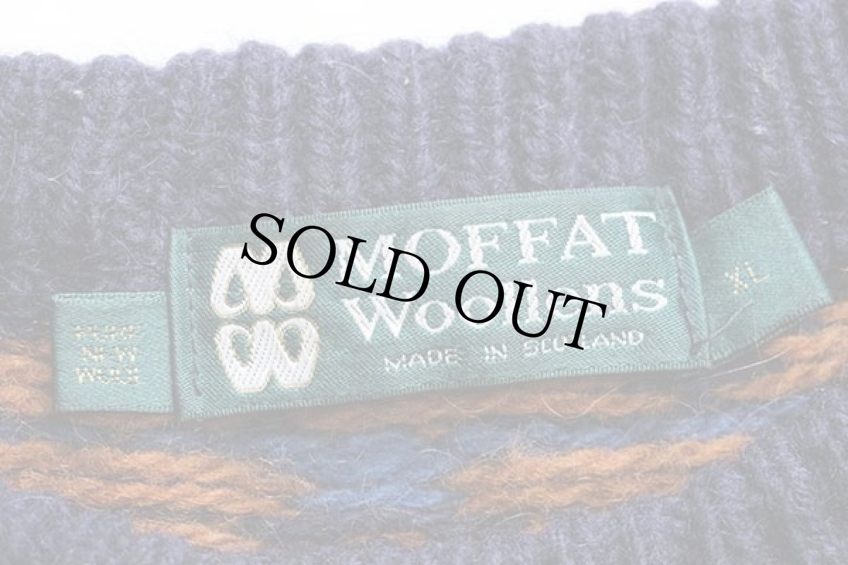 画像4: スコットランド製 MOFFAT Woollens 総柄 ウールニット セーター XL (4)