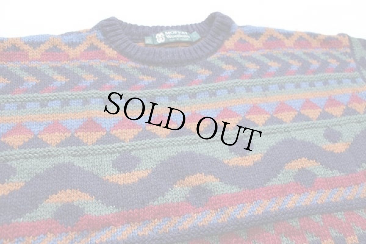 画像3: スコットランド製 MOFFAT Woollens 総柄 ウールニット セーター XL (3)