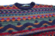 画像3: スコットランド製 MOFFAT Woollens 総柄 ウールニット セーター XL (3)