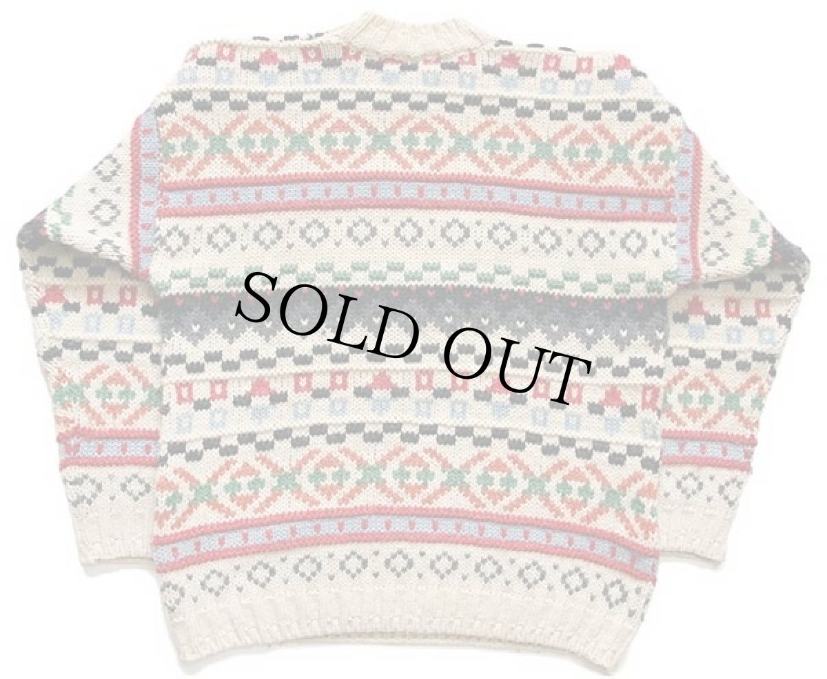 画像2: イタリア製 new brand フォークロア柄 モックネック ウール×アルパカ×アクリルニット セーター M (2)