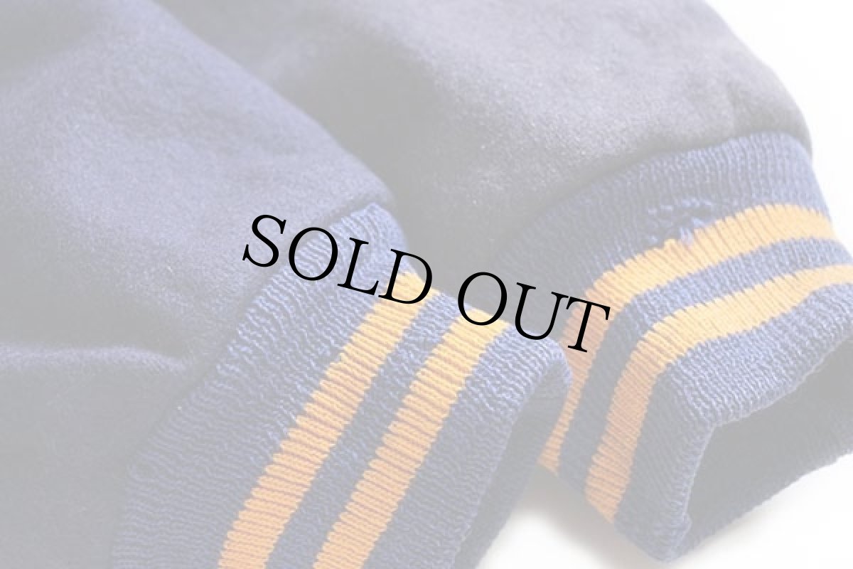 画像9: 70s MAPLE チェーン刺繍&フェルトパッチ付き キルティングライナー メルトン ウール スタジャン 青紺 フェード (9)