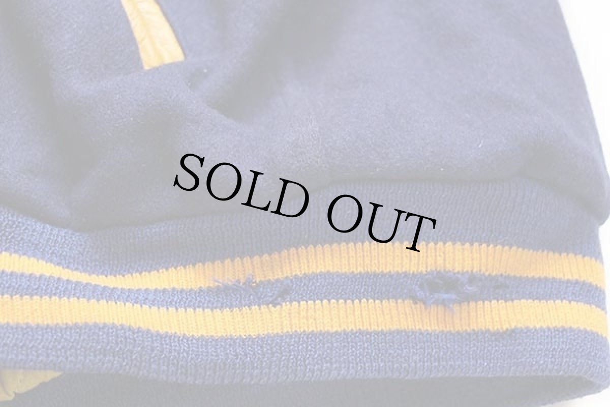 画像8: 70s MAPLE チェーン刺繍&フェルトパッチ付き キルティングライナー メルトン ウール スタジャン 青紺 フェード (8)