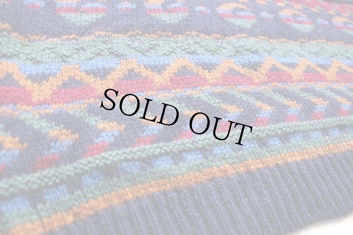 画像5: スコットランド製 MOFFAT Woollens 総柄 ウールニット セーター XL (5)