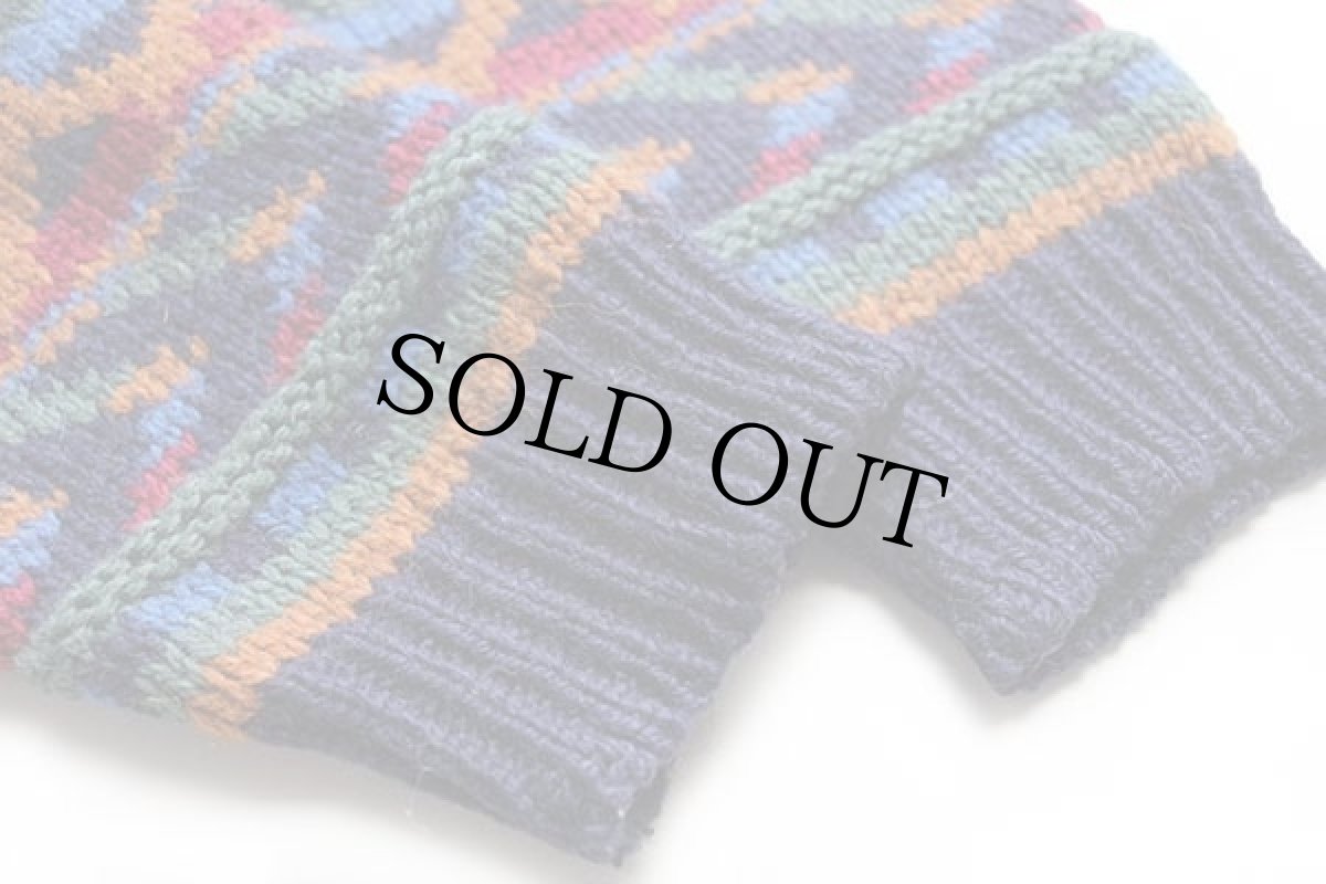 画像6: スコットランド製 MOFFAT Woollens 総柄 ウールニット セーター XL (6)