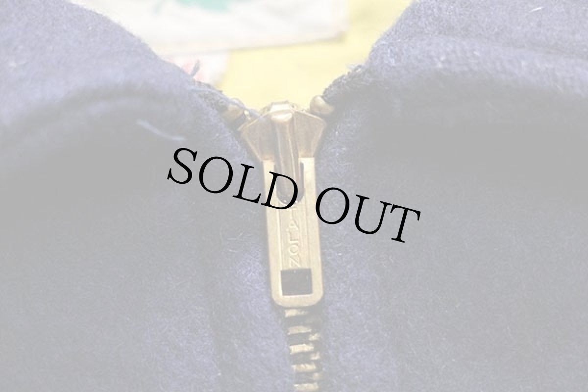 画像5: 70s MAPLE チェーン刺繍&フェルトパッチ付き キルティングライナー メルトン ウール スタジャン 青紺 フェード (5)