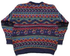 画像2: スコットランド製 MOFFAT Woollens 総柄 ウールニット セーター XL (2)