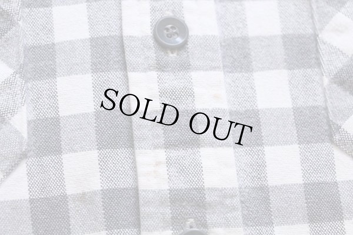 画像5: リサイズ★80s USA製 L.L.Bean ギンガムチェック コットン シャモアクロスシャツ グレー×白 (5)