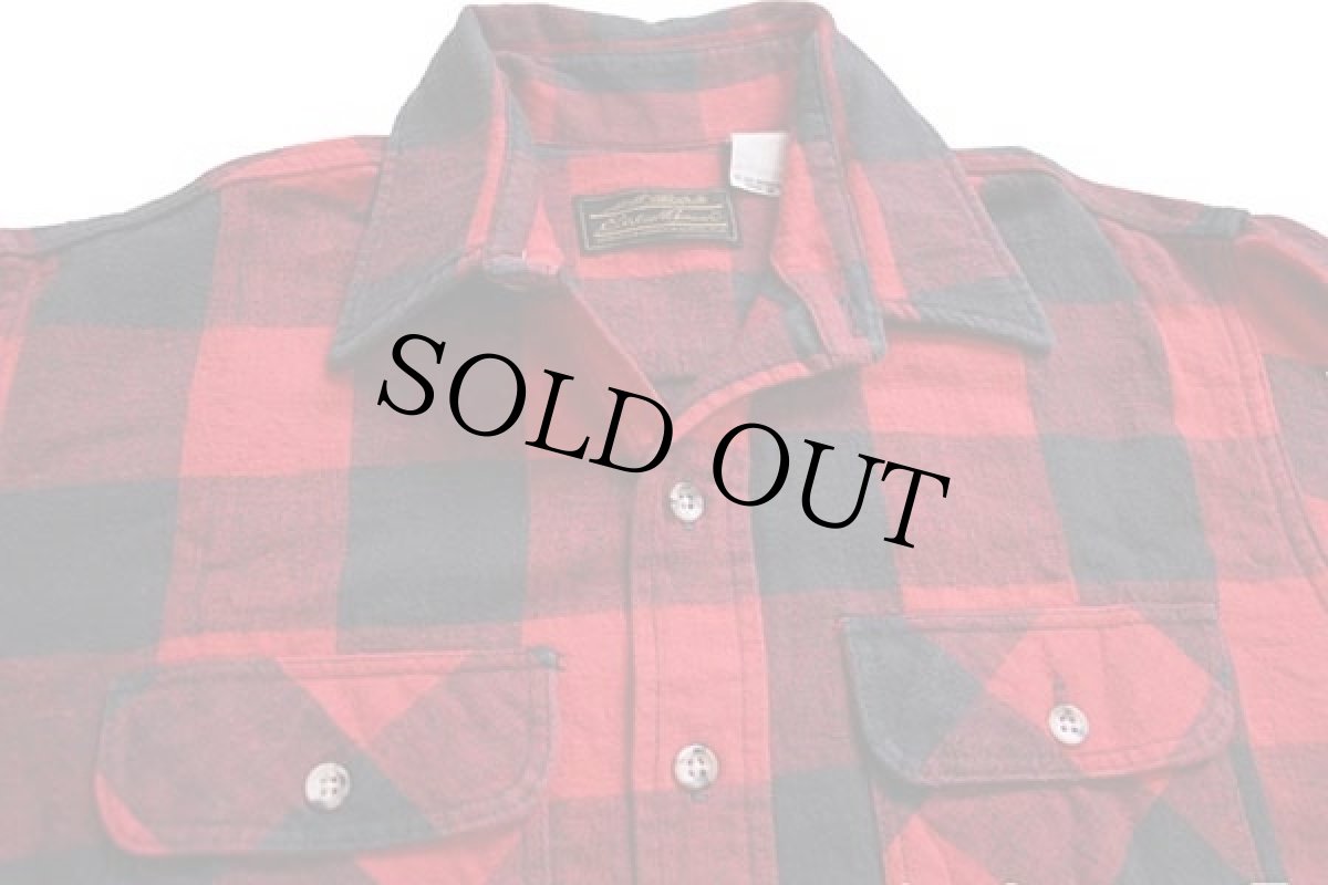 画像3: 80s USA製 EddieBauerエディーバウアー バッファローチェック コットン ネルシャツ 赤×黒 L (3)