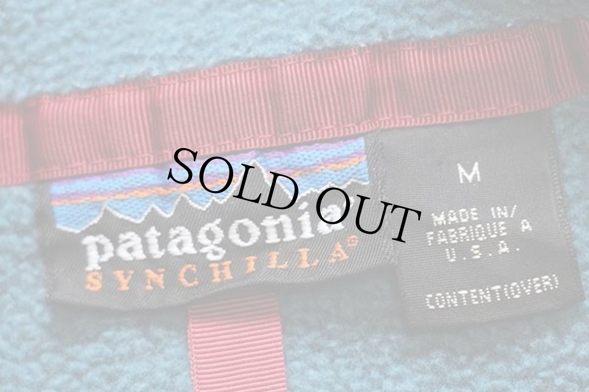 画像4: 90s USA製 patagoniaパタゴニア シンチラ フリース スナップT ダークティール M (4)