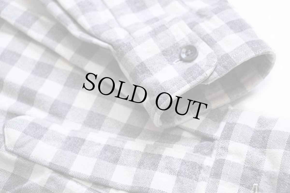 画像6: リサイズ★80s USA製 L.L.Bean ギンガムチェック コットン シャモアクロスシャツ グレー×白 (6)