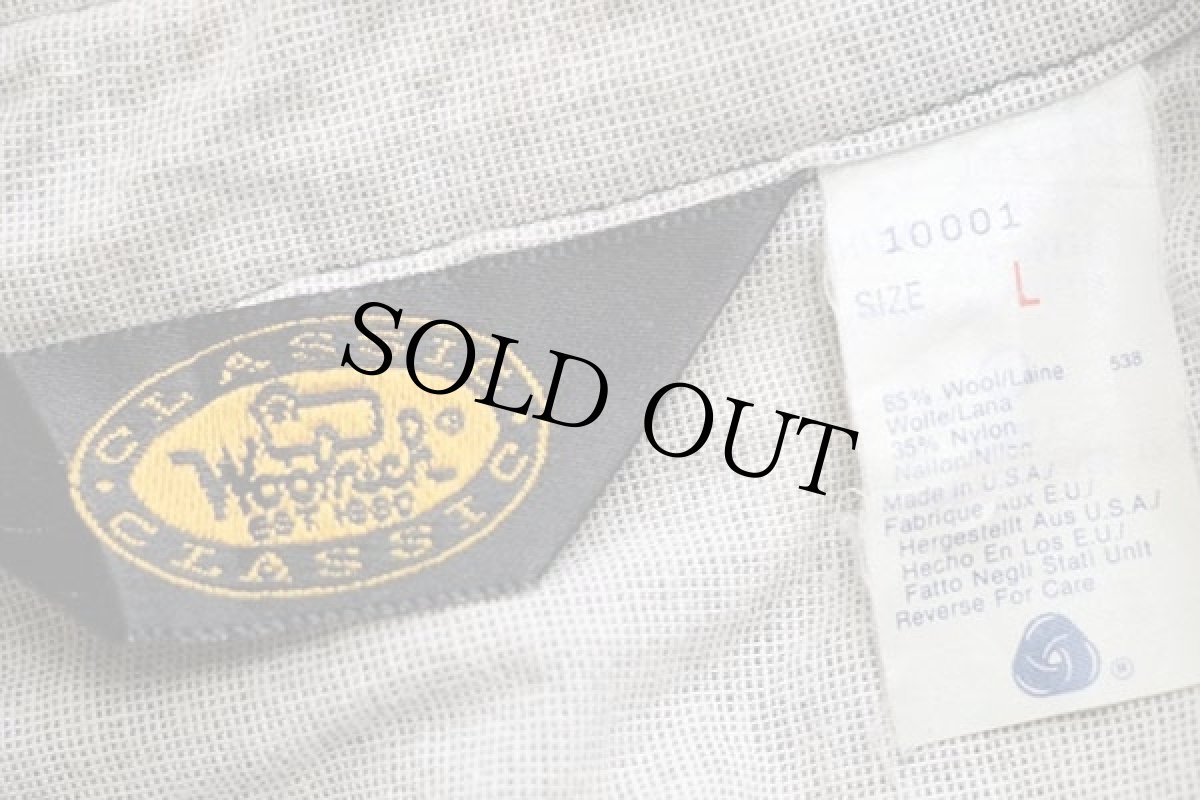 画像4: 90s USA製 Woolrichウールリッチ ガンパッチ&エルボーパッチ付き ウールシャツ 深緑 L (4)