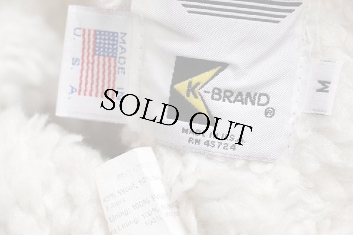 画像4: 80s USA製 K-BRAND 無地 スタンドカラー ボアライナー シルク混 ウールジャケット グレー M (4)