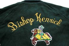 画像4: 80s USA製 empire Bishop Kenrick 刺繍&パッチ付き キルティングライナー メルトン ウール スタジャン 深緑 S (4)