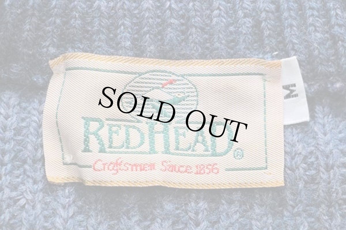 画像4: 80s USA製 RED HEADレッドヘッド ガンパッチ付き ローゲージ ニット セーター ブルーグレー M (4)