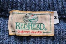 画像4: 80s USA製 RED HEADレッドヘッド ガンパッチ付き ローゲージ ニット セーター ブルーグレー M (4)