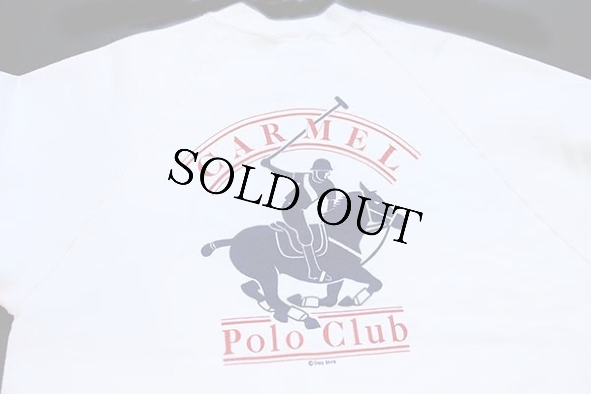 画像4: 80s USA製 crazy shirts CARMEL Polo Club 両面プリント スウェット 白 L (4)