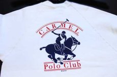 画像4: 80s USA製 crazy shirts CARMEL Polo Club 両面プリント スウェット 白 L (4)