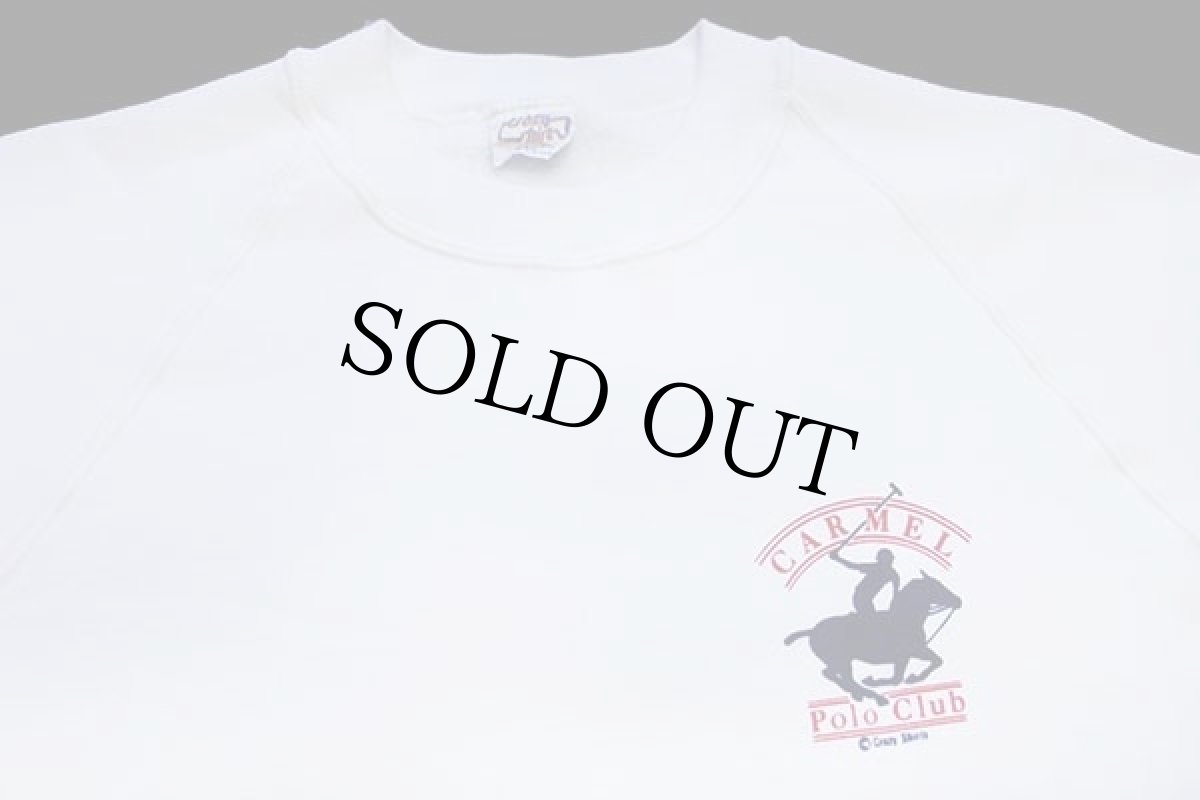 画像3: 80s USA製 crazy shirts CARMEL Polo Club 両面プリント スウェット 白 L (3)