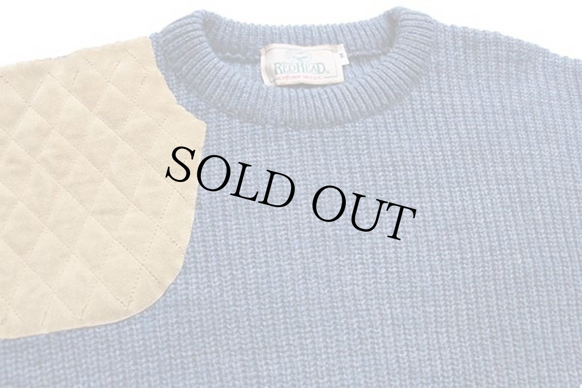 画像3: 80s USA製 RED HEADレッドヘッド ガンパッチ付き ローゲージ ニット セーター ブルーグレー M (3)