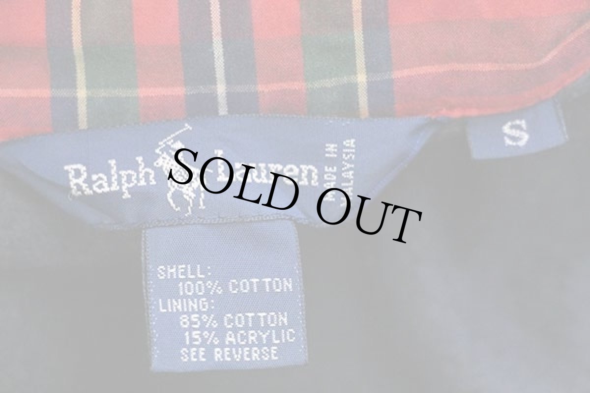 画像4: 90s ラルフローレン タータンチェック チンスト付き フリースライナー コットンジャケット S (4)