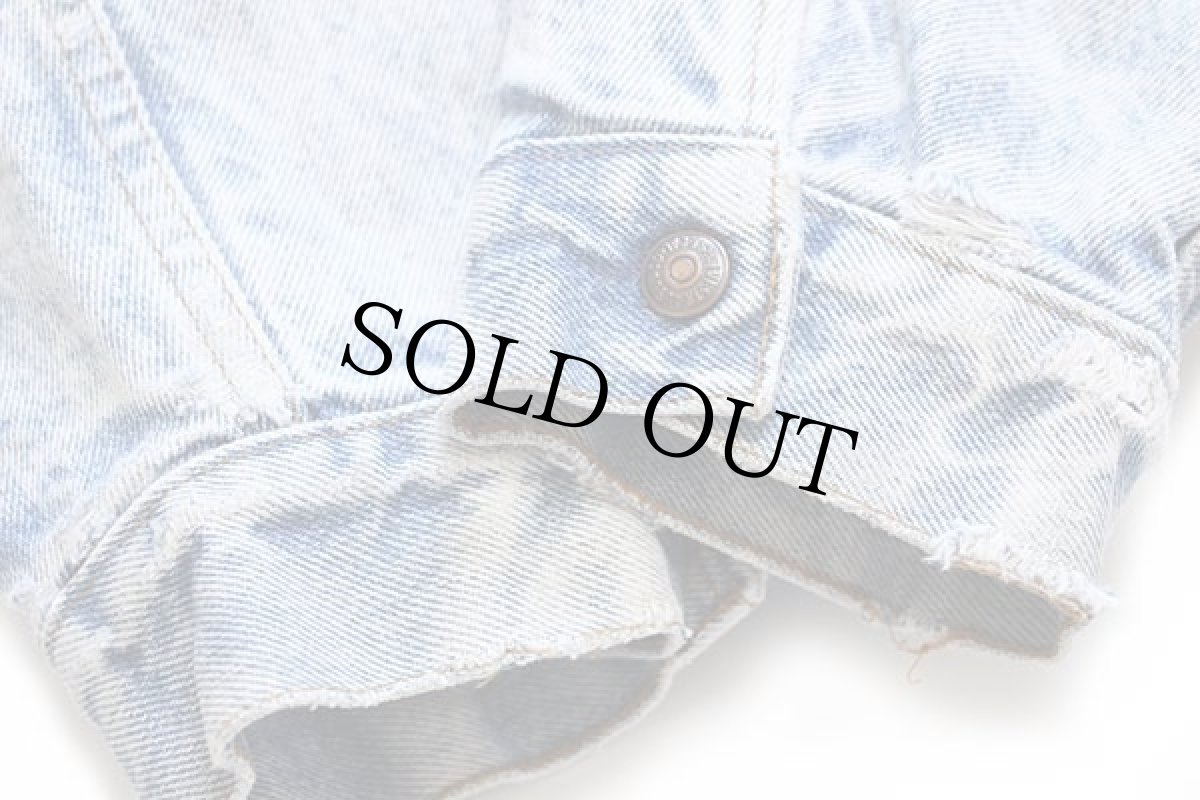 画像8: 80s USA製 Levi'sリーバイス 70609 ボアライナー ダメージ ケミカルウォッシュ デニムジャケット 4ポケット XL★アシッド (8)